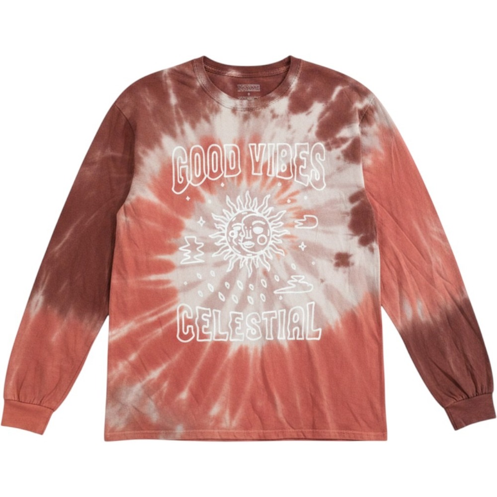 Good Vibes Pink Tie Dye Long Sleeve T Shirt Womens Small Boho Festival